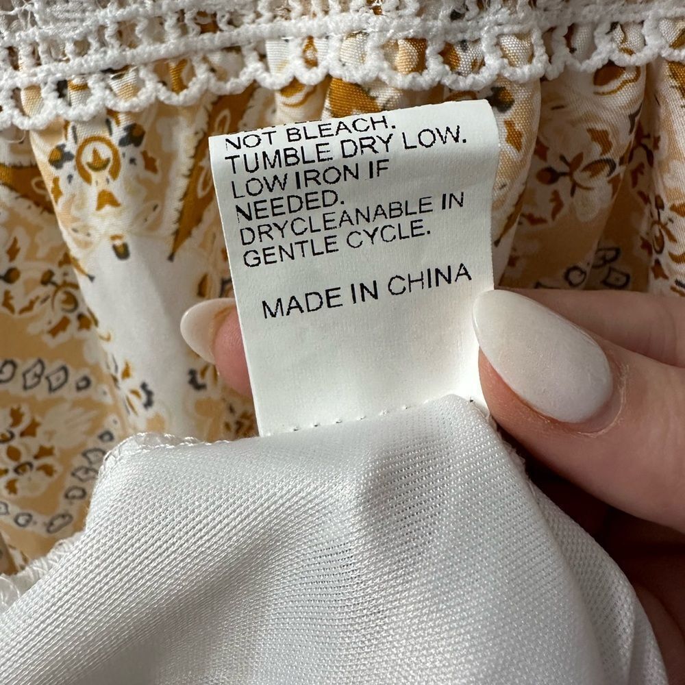 SHEIN Maternity Allover Print Flounce Sleeve Guipure Lace Panel Dress medium - Picture 7 of 11